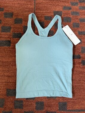 Light Blue Ribbed Racerback Tank Top